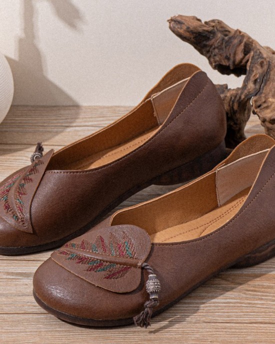 Women Retro Folkways Pattern Round Toe Soft Sole Comfy Flats Casual Shoes Women Retro Folkways Pattern Round Toe Soft Sole Comfy Flats Casual Shoes