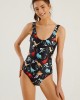 Women Cartoon Dinosaur Print Open Back One Piece Beach Swimwear Women Cartoon Dinosaur Print Open Back One Piece Beach Swimwear