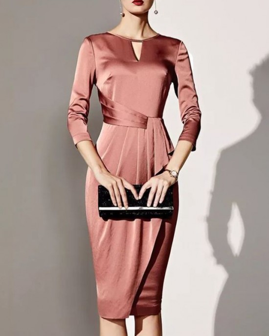 Solid color bright and vibrant dress HF1911-02-02 Solid color bright and vibrant dress HF1911-02-02