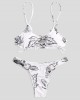 Women Simple Plant Print Hollow Ring Backless Swimsuit Thong Bikini For Swimming Women Simple Plant Print Hollow Ring Backless Swimsuit Thong Bikini For Swimming