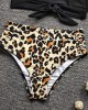 Women Leopard Print Tie Front High Neck Hot High Waist Bikini Women Leopard Print Tie Front High Neck Hot High Waist Bikini
